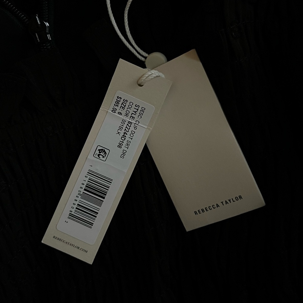 NWT REBECCA TAYLOR | Feminine Ruffle Clip-Dot Shirt Dress in Black | Size 6 - Picture 8 of 8